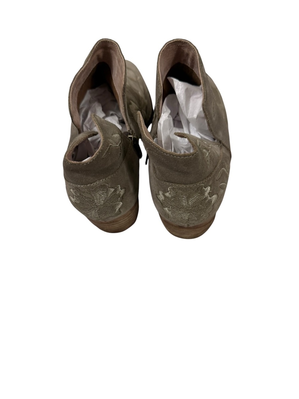 Seychelles Olive Suede Boots with Floral Embroidery size 9.5 - Picture 6 of 8